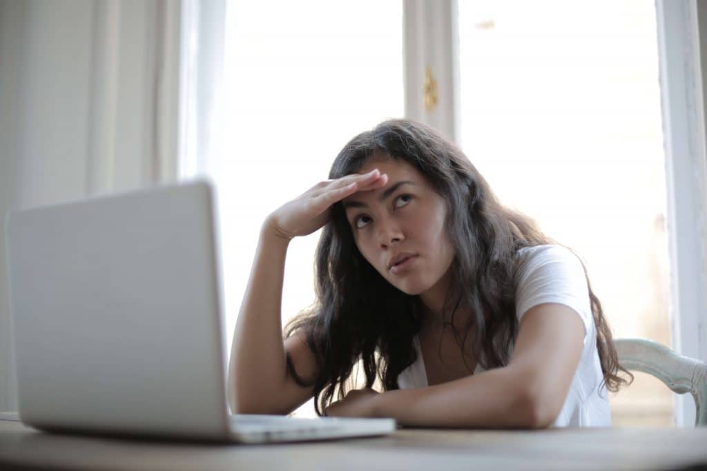 Girl confused at computer